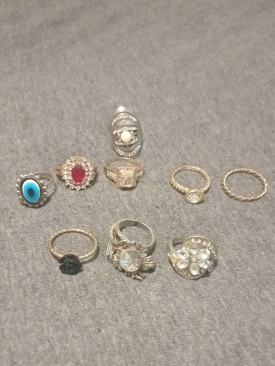 Jewelry - Silver-Tone Multi-Stone Women's Ring Set - Mixed Colors